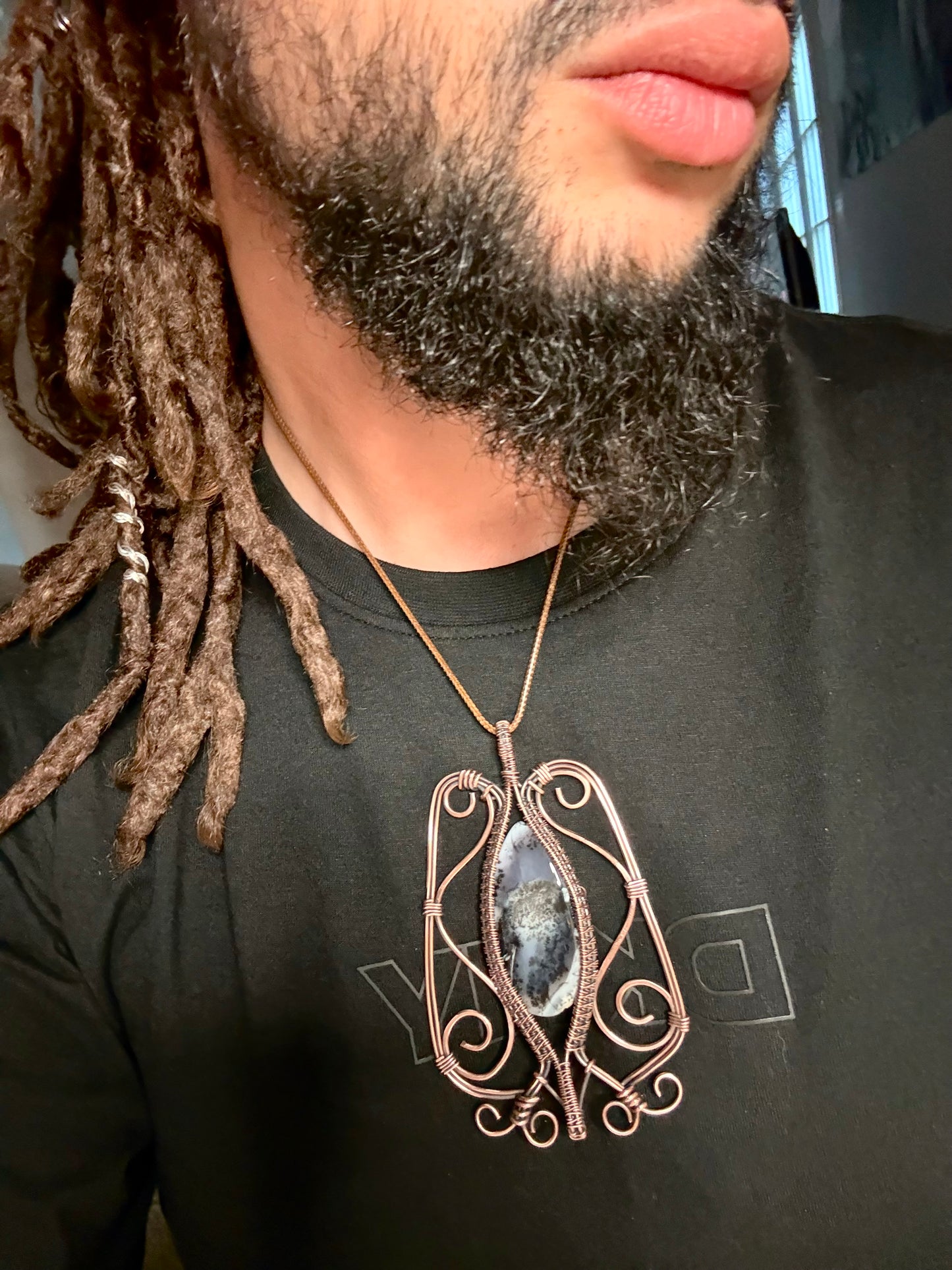 Double Baled Dendritic Agate Pendant