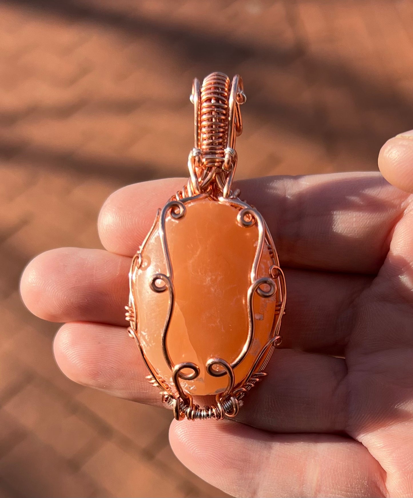 Sunrise Peach Selenite Pendant