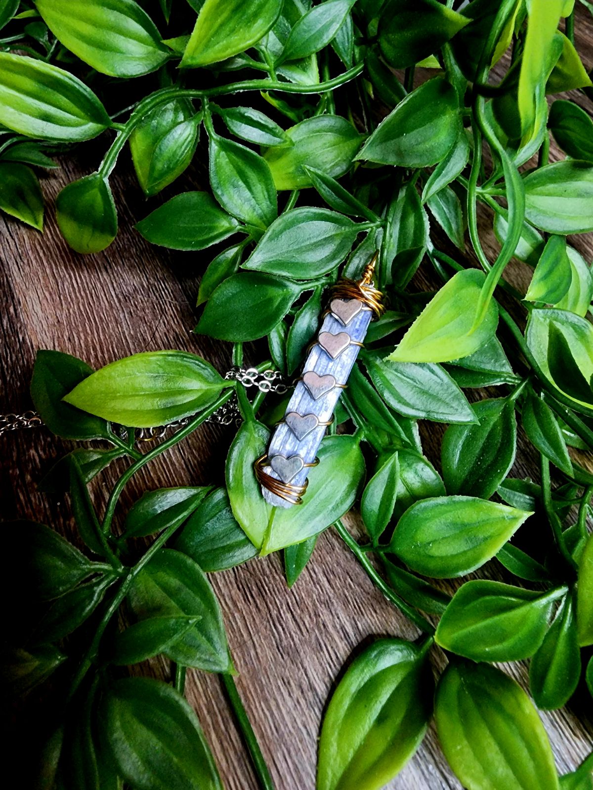 5 Heart Kyanite Necklace
