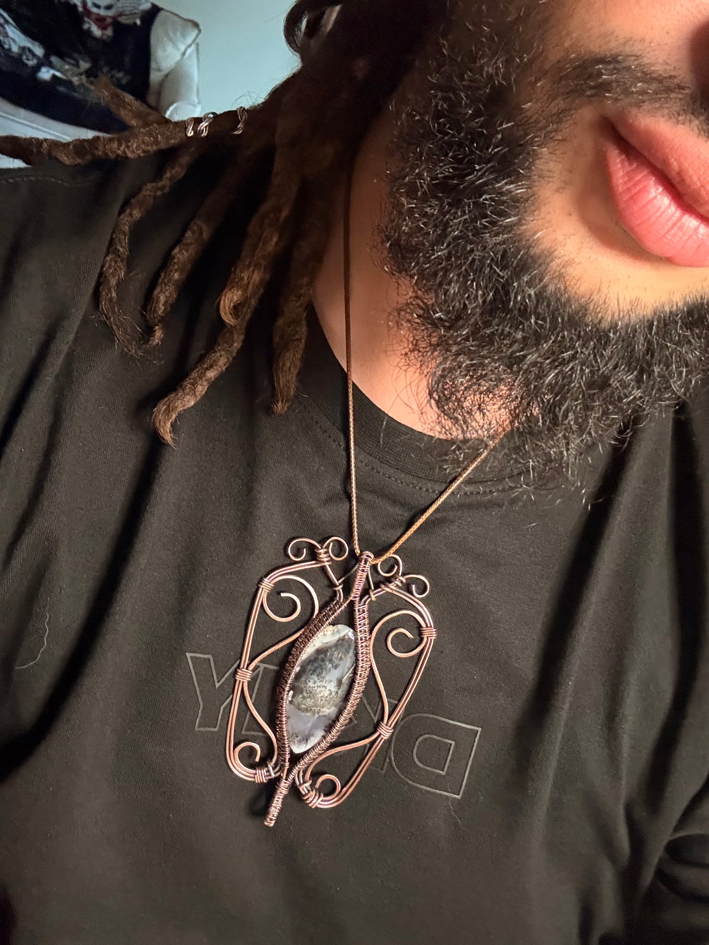 Double Baled Dendritic Agate Pendant