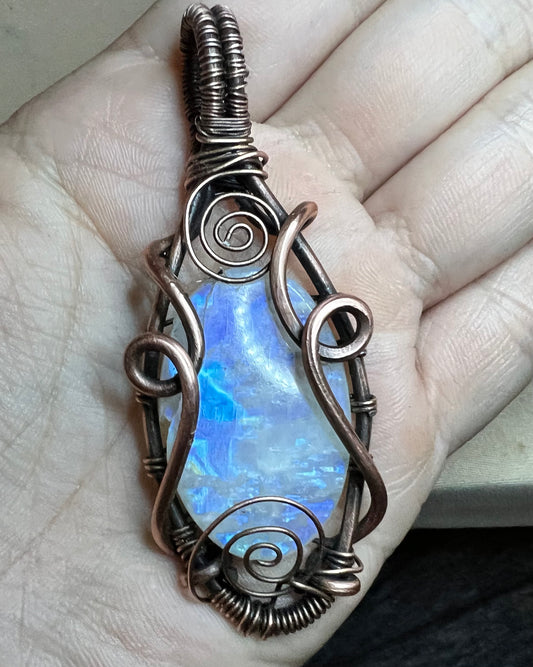 Patina Copper Moonstone Pendant