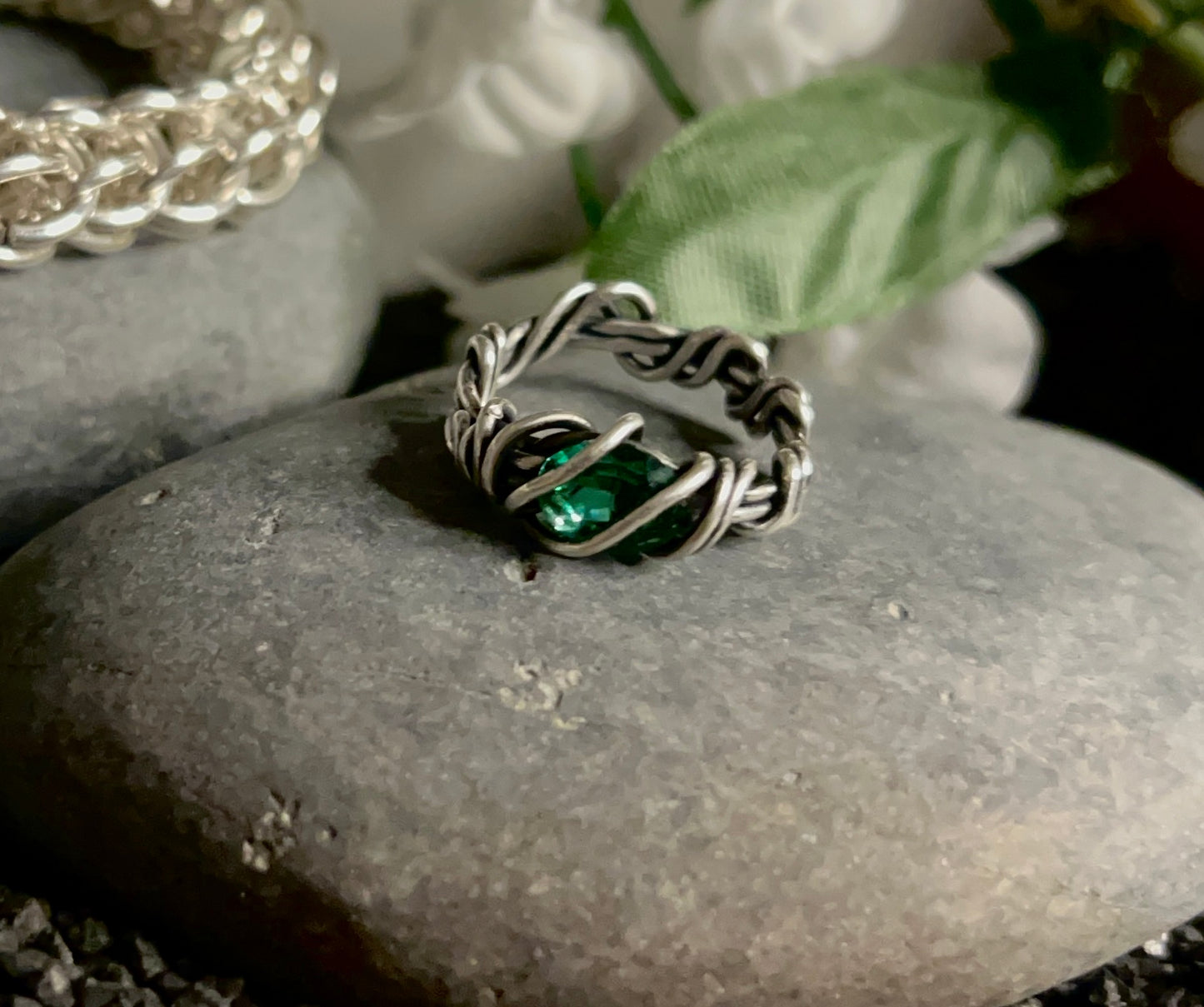 Sterling Silver Emerald Ring