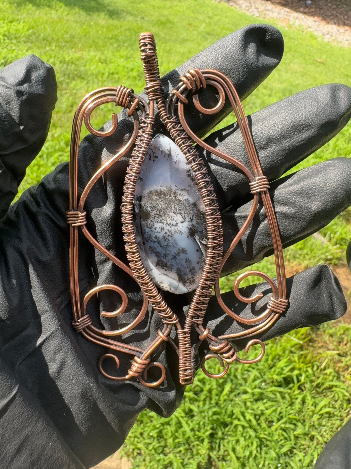 Double Baled Dendritic Agate Pendant