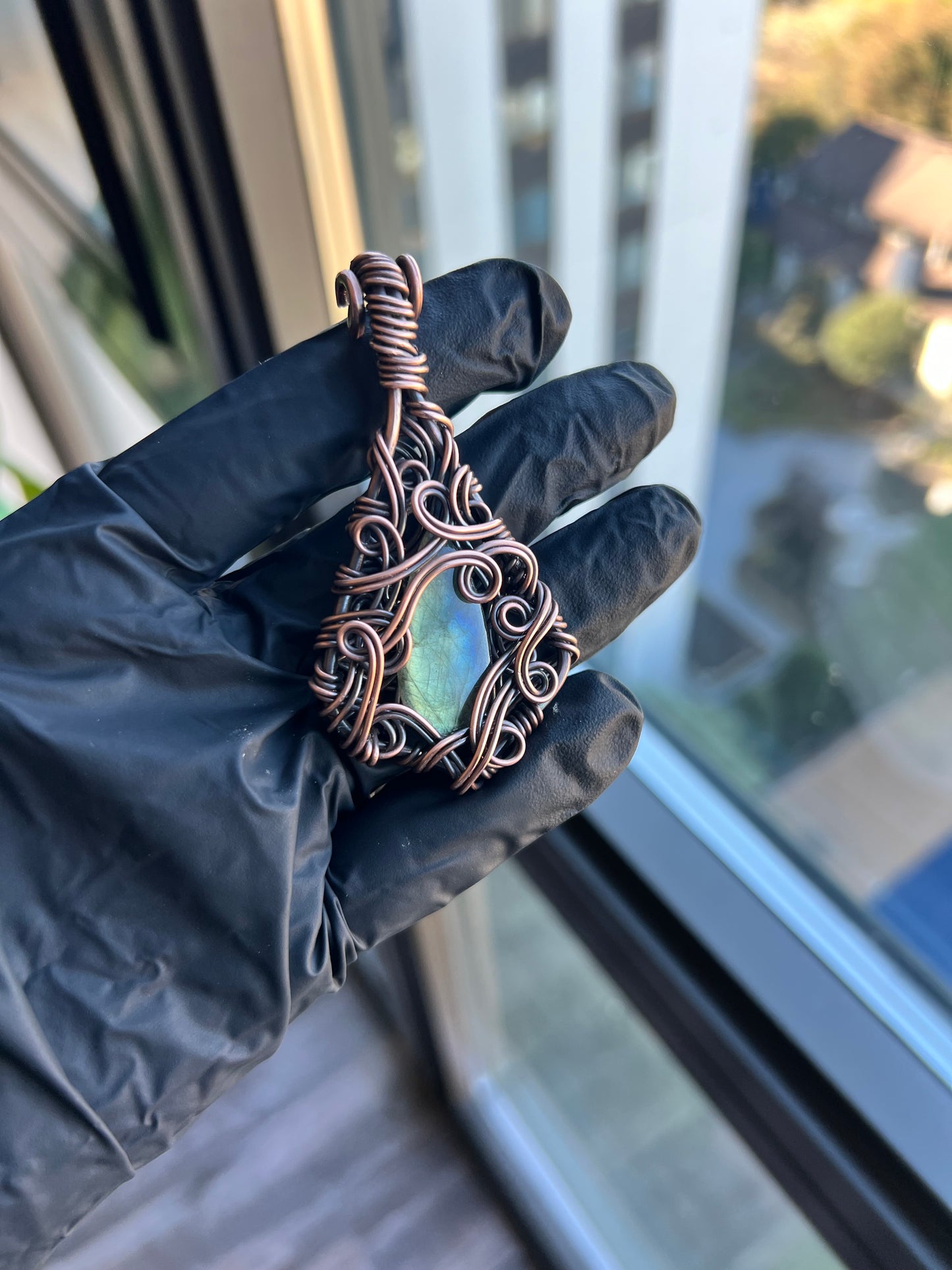 Sky Blue and Copper Pendant