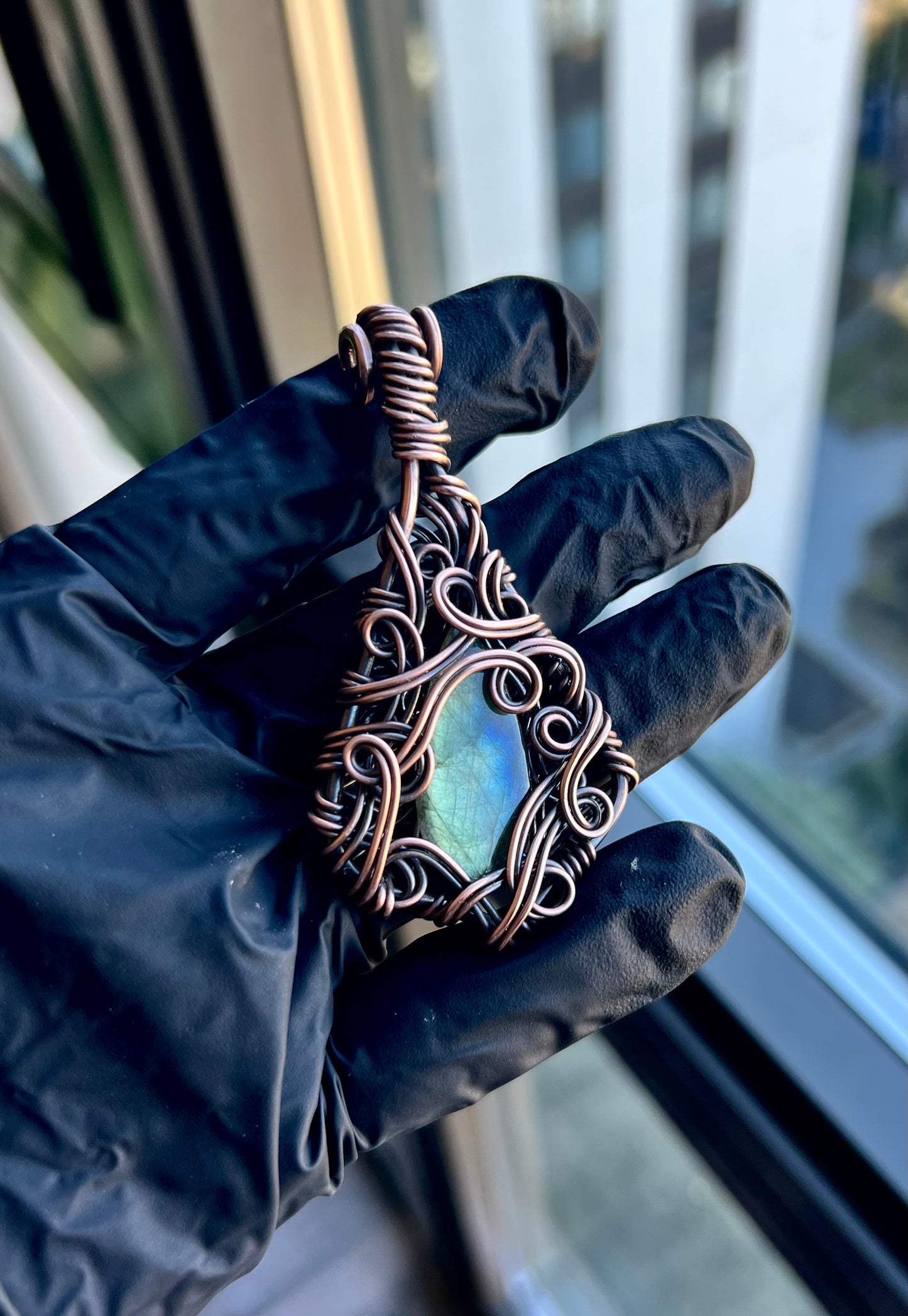 Sky Blue and Copper Pendant