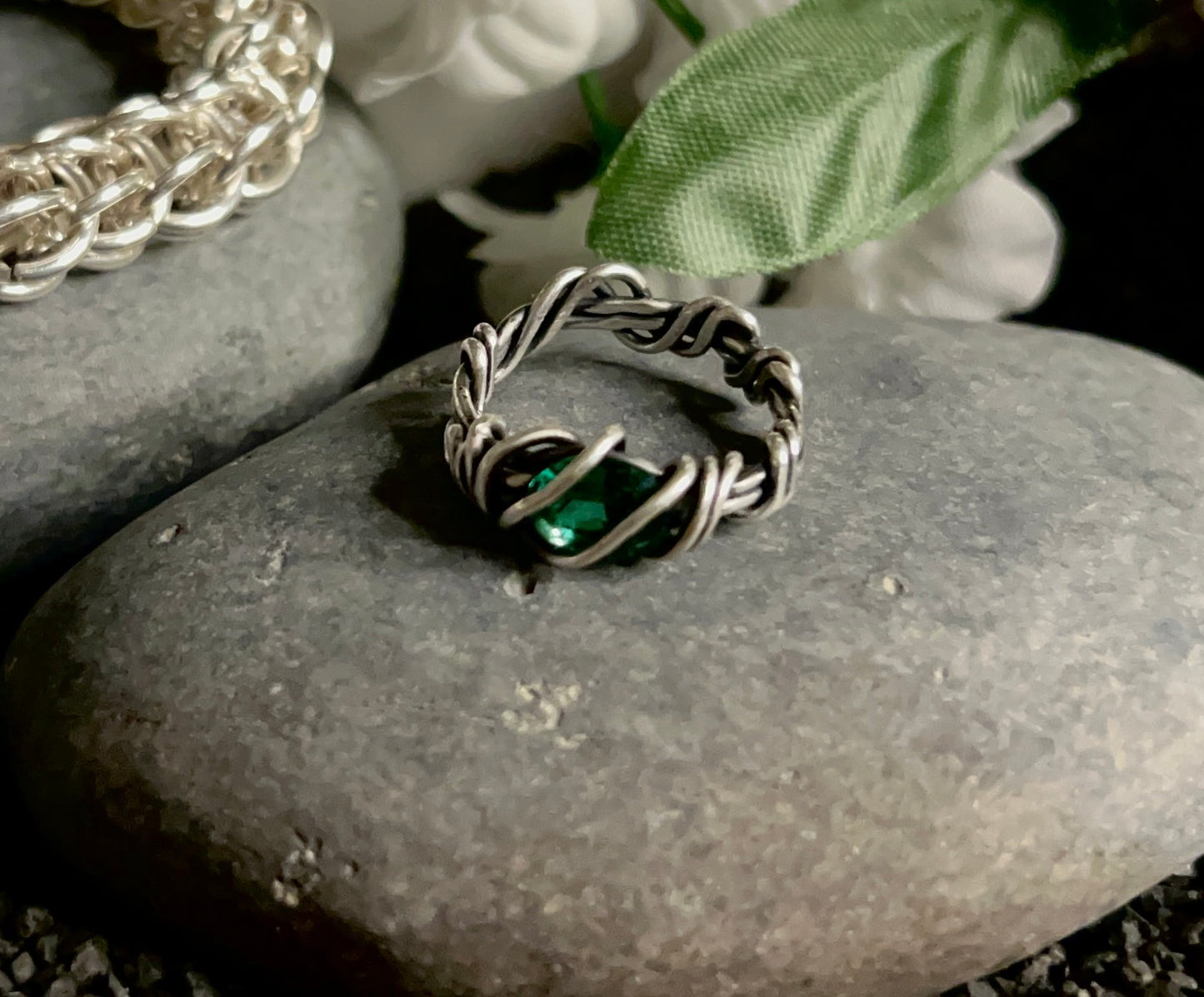 Sterling Silver Emerald Ring