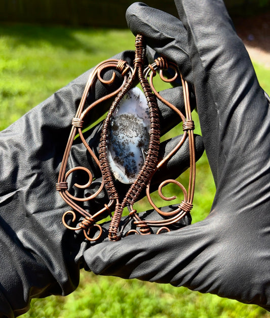 Double Baled Dendritic Agate Pendant