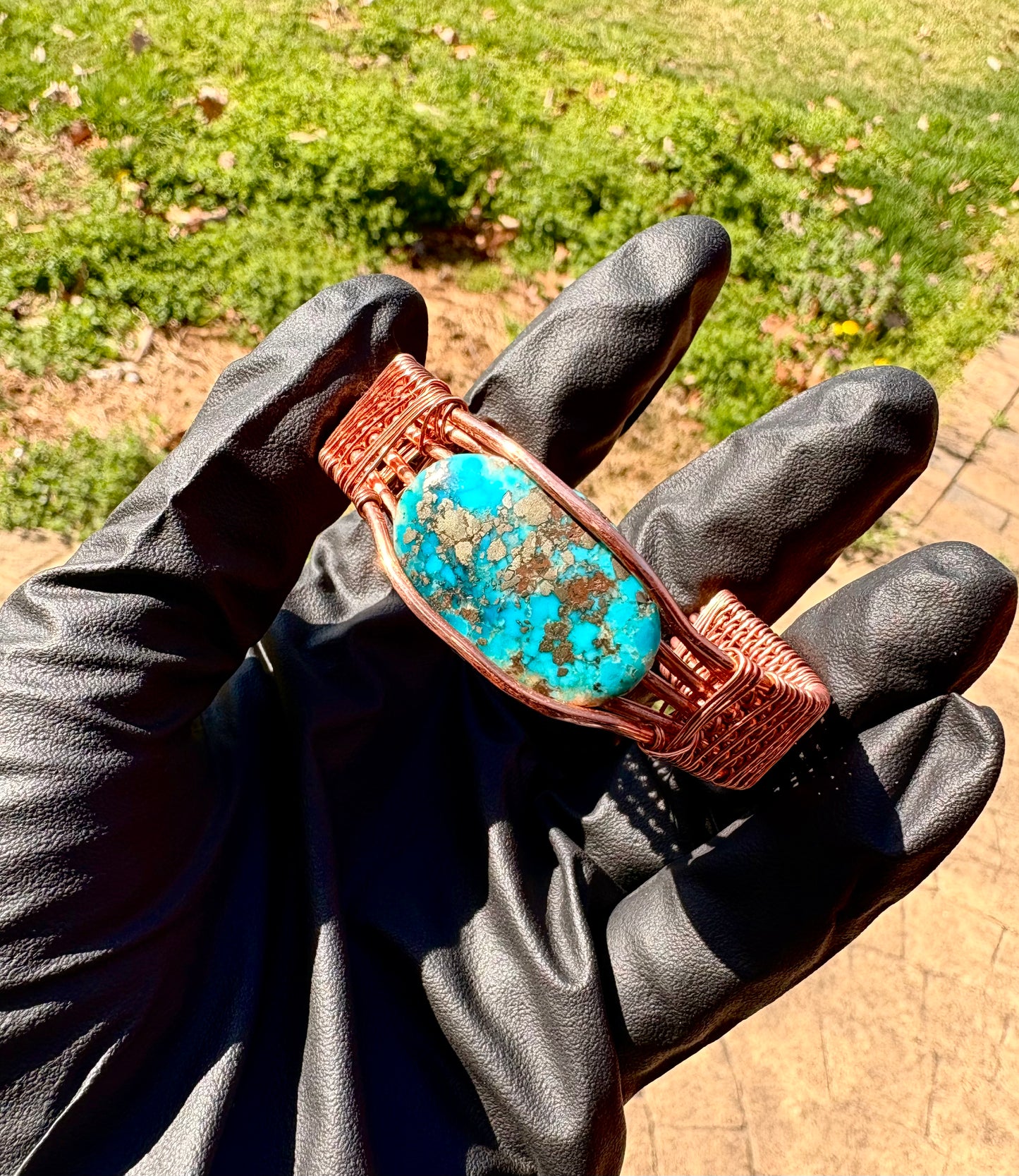 Turquoise and Pyrite Cuff