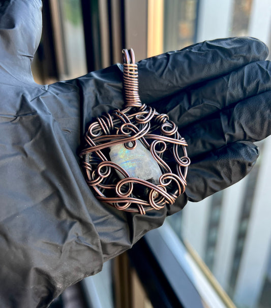 Moonstone and Copper Pendant