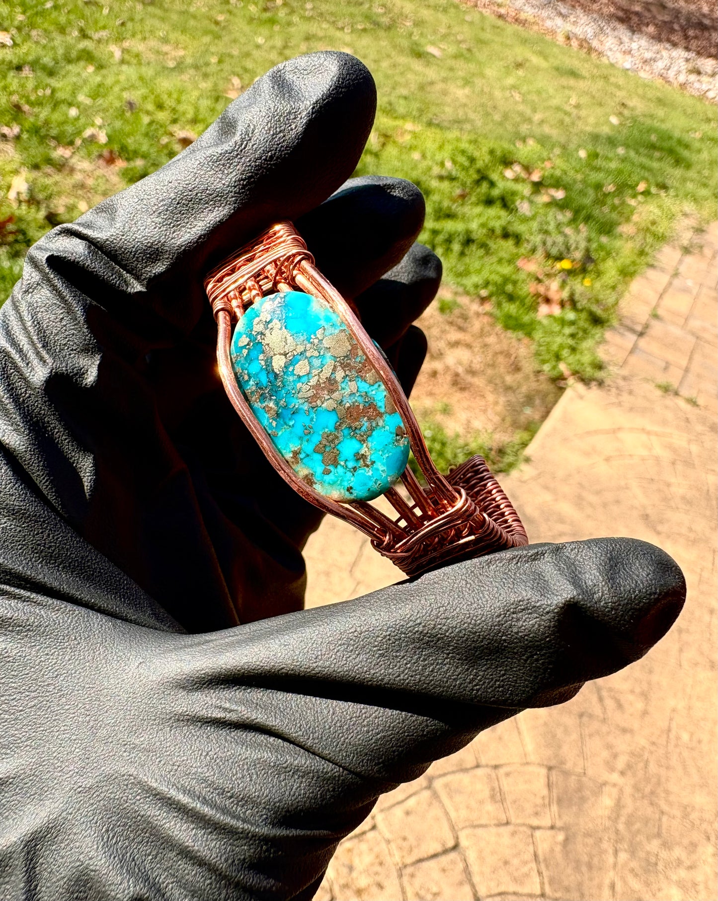 Turquoise and Pyrite Cuff
