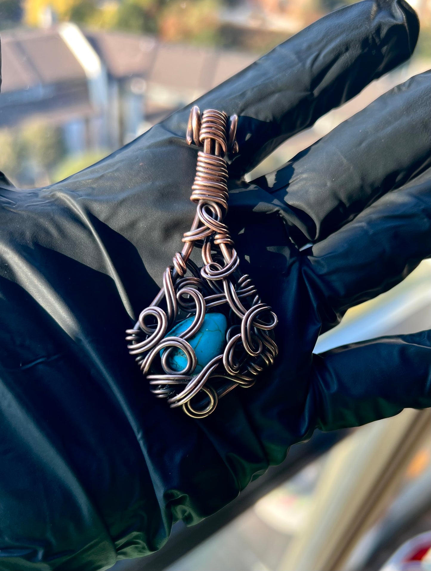 Turquoise and Copper Pendant