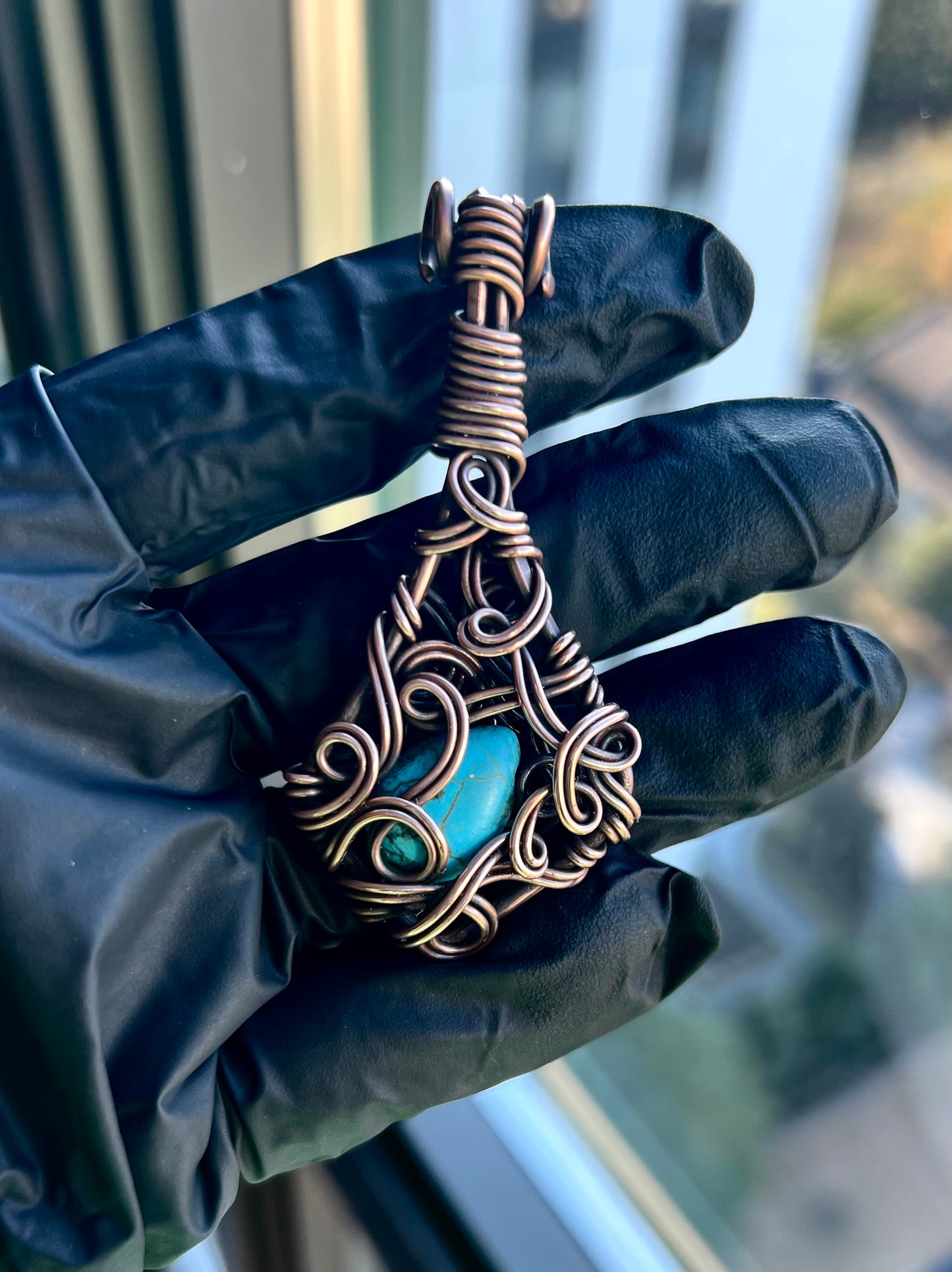 Turquoise and Copper Pendant