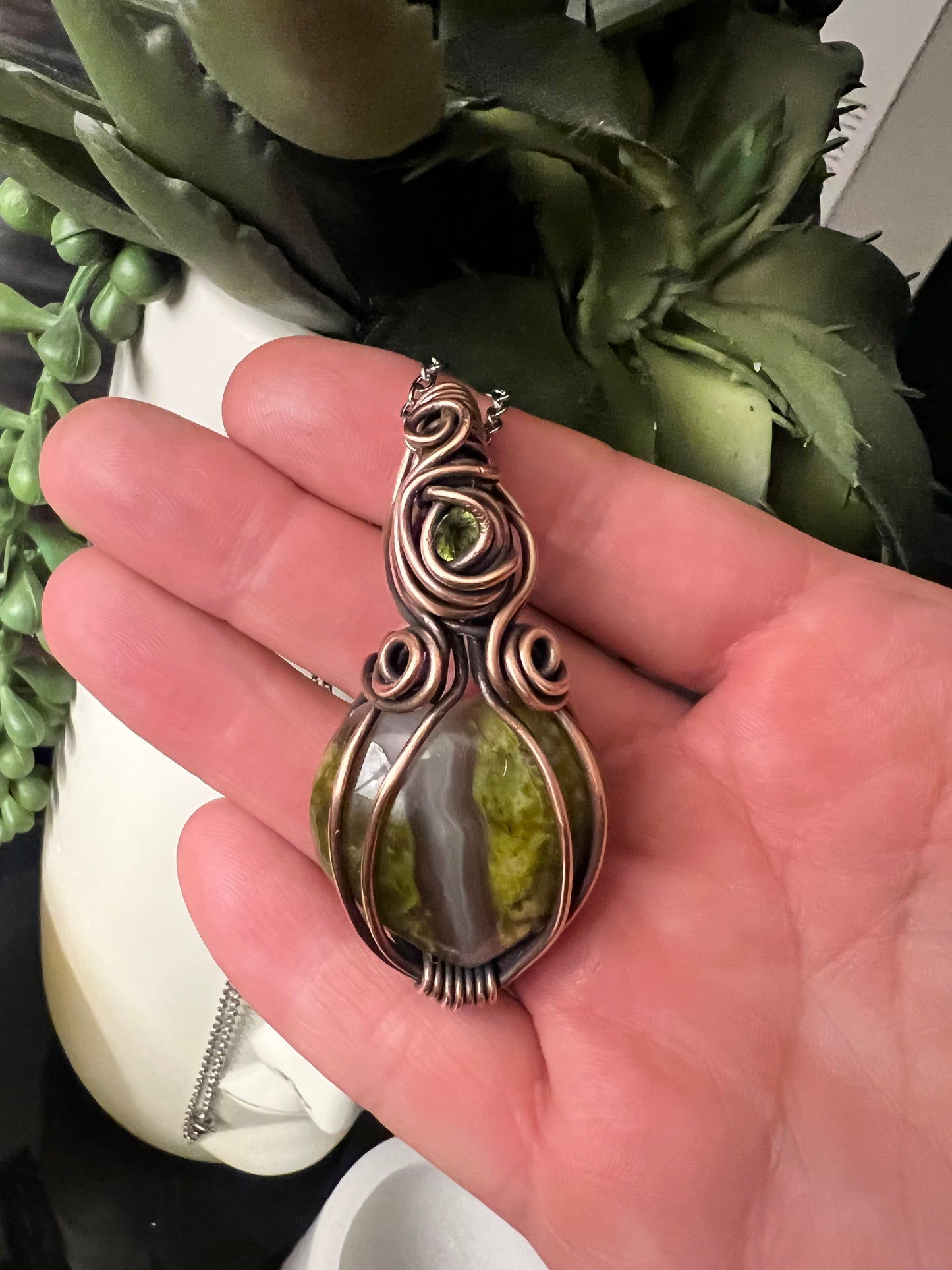 Olive, The Moss Agate Pendant