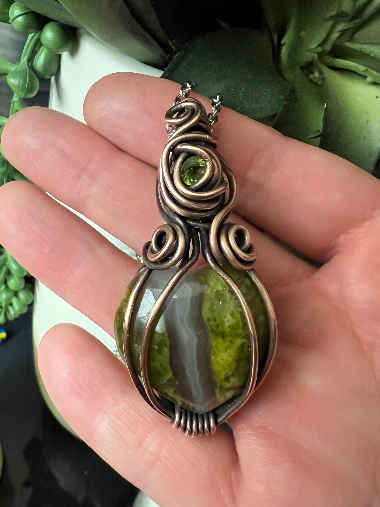 Olive, The Moss Agate Pendant