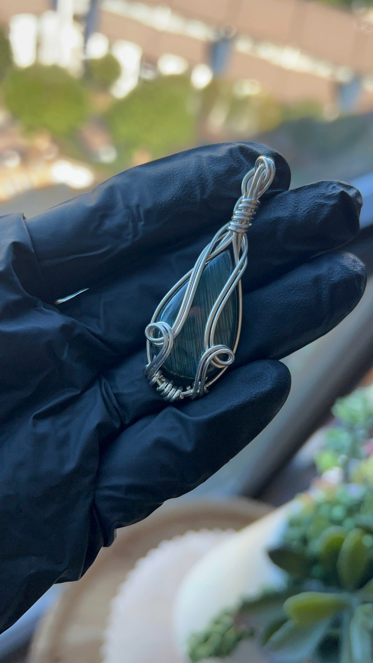 Mini Sterling Silver labradorite pendant