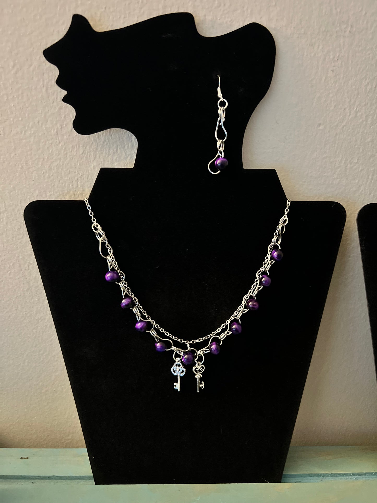 Enchantress Purple Tigers Eye Necklace and Earrings